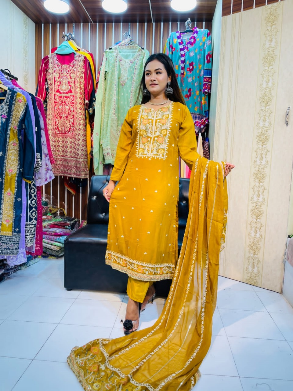 Georgette embroidery 3 piece