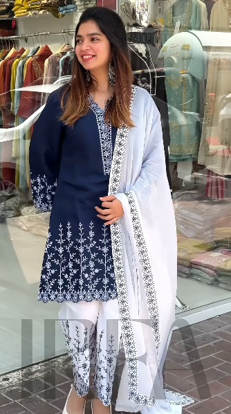 Soft cottom embroydari three peace