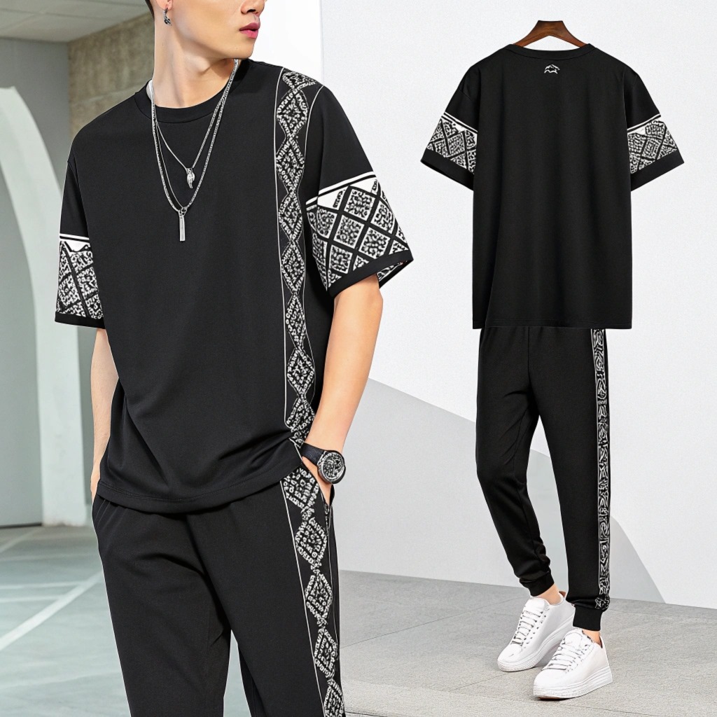 Drop shoulder mens t shirt and teawsar combo