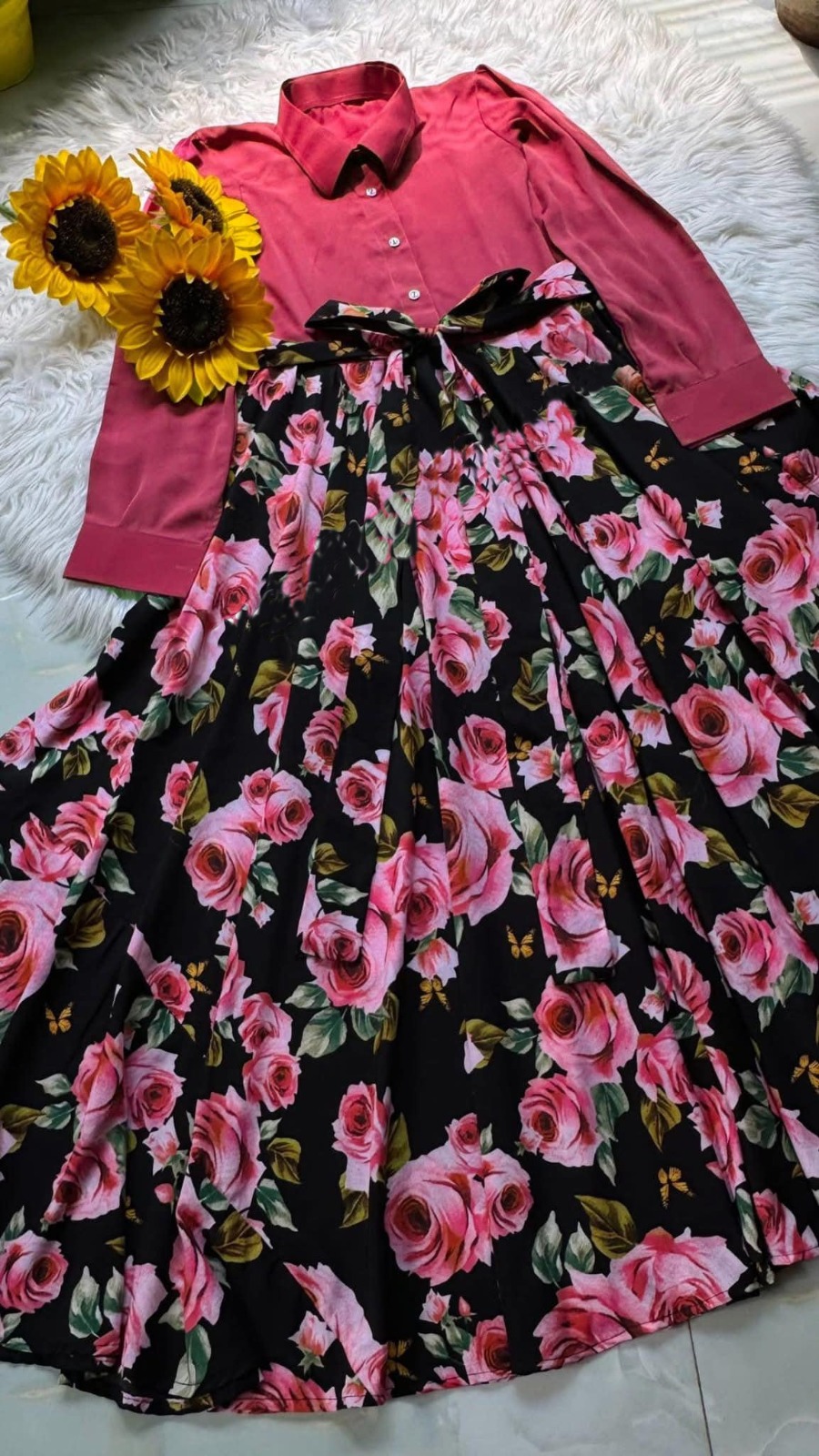 Skirt and top two peche set